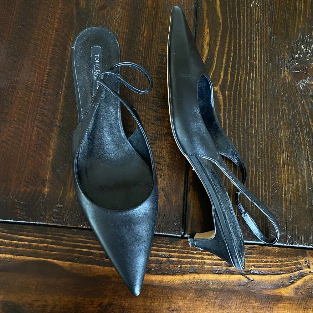 Tony Bianco Black Pointed Slingback Heels
